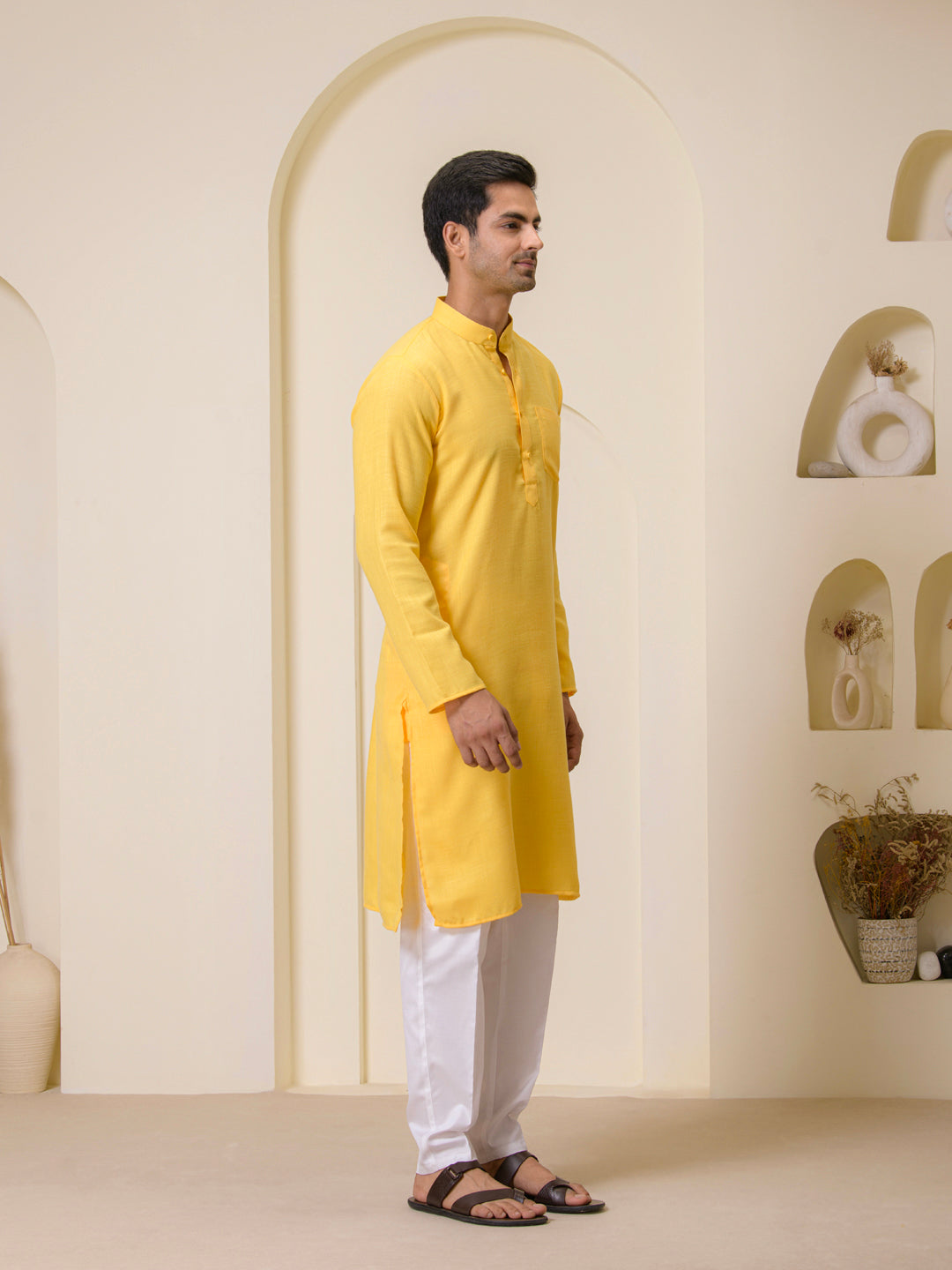 Sunshine Yellow Solid Men's Kurta