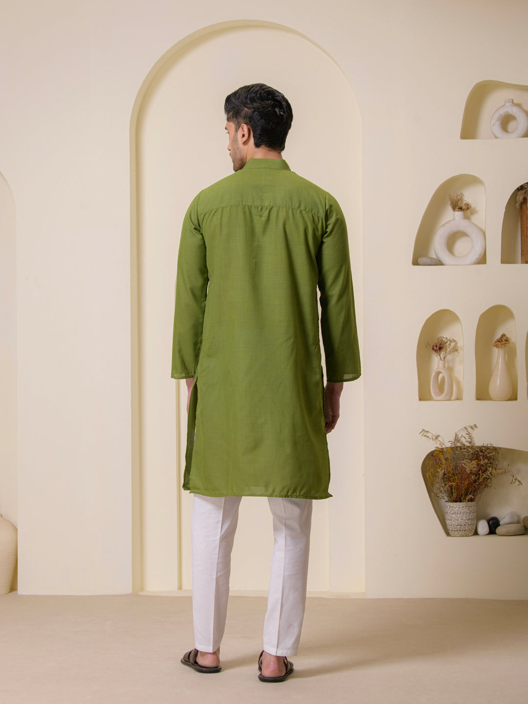 Earthy Olive Solid Men's Kurta