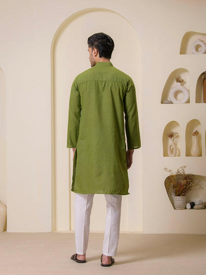 Earthy Olive Solid Men's Kurta