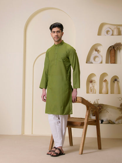 Earthy Olive Solid Men's Kurta