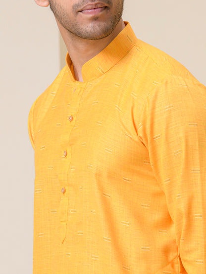 Tangerine Yellow Solid Men’s Kurta