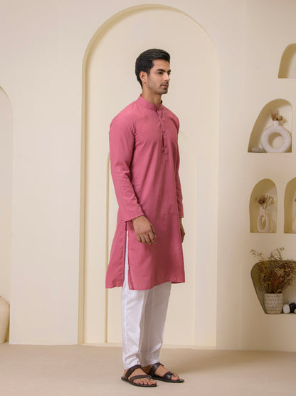 Blush Pink Solid Men’s Kurta