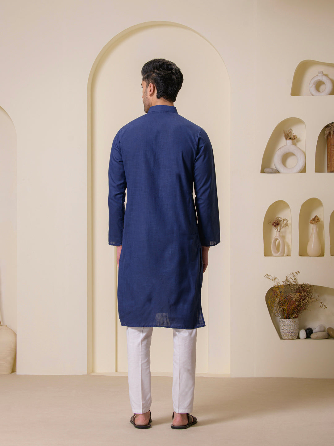 Deep Blue Solid Men's Kurta