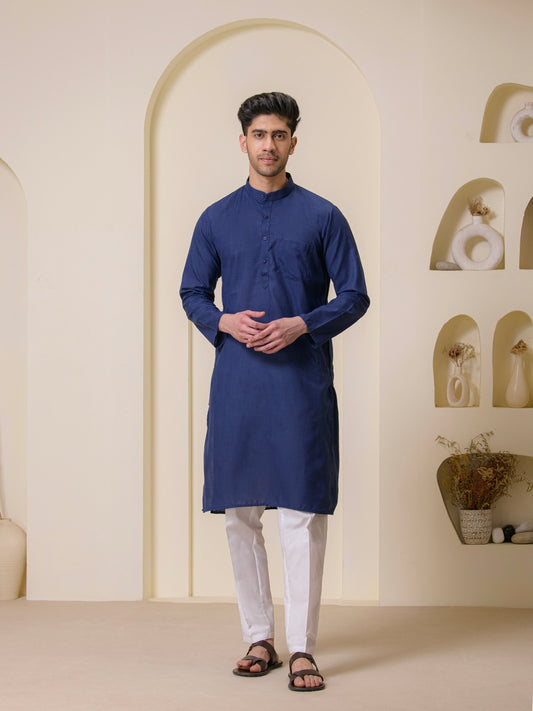 Deep Blue Solid Men's Kurta