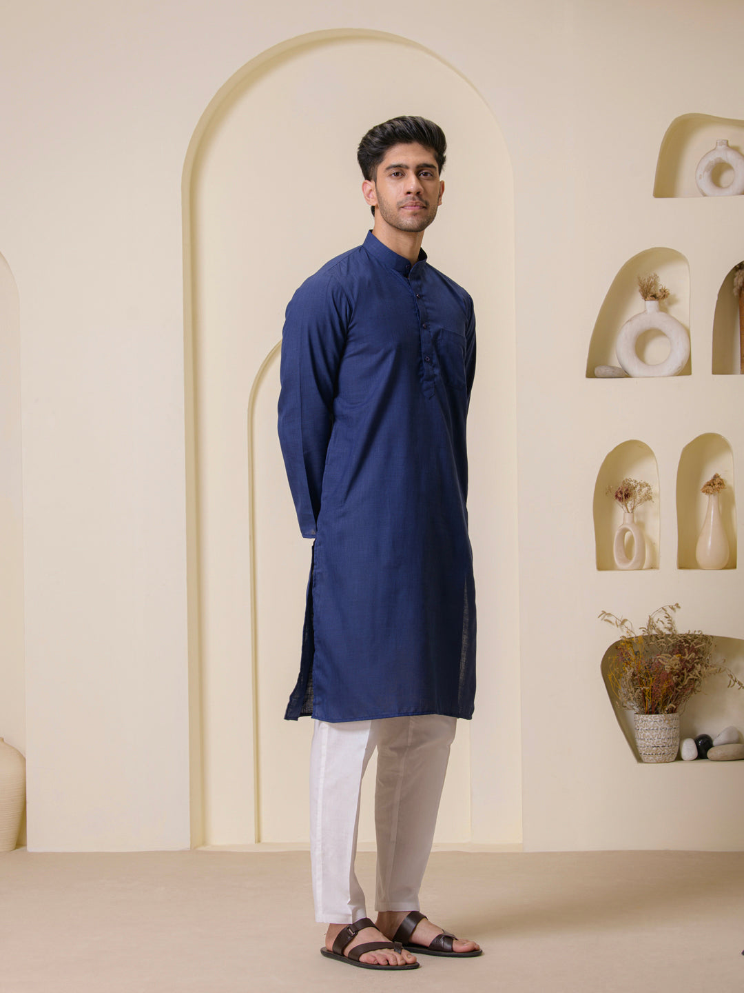 Deep Blue Solid Men's Kurta
