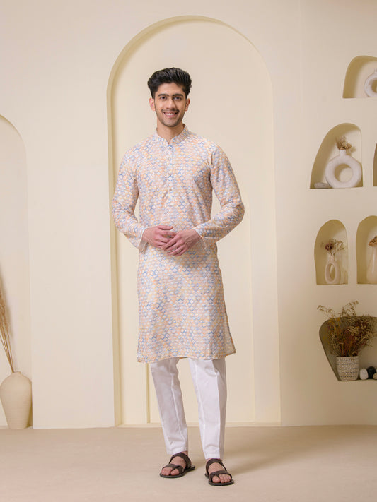 Sunrise Serenity Printed Men's Kurta