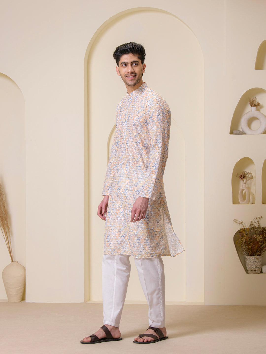 Sunrise Serenity Printed Men's Kurta