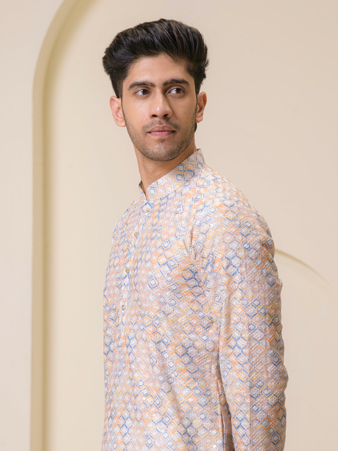 Sunrise Serenity Printed Men's Kurta