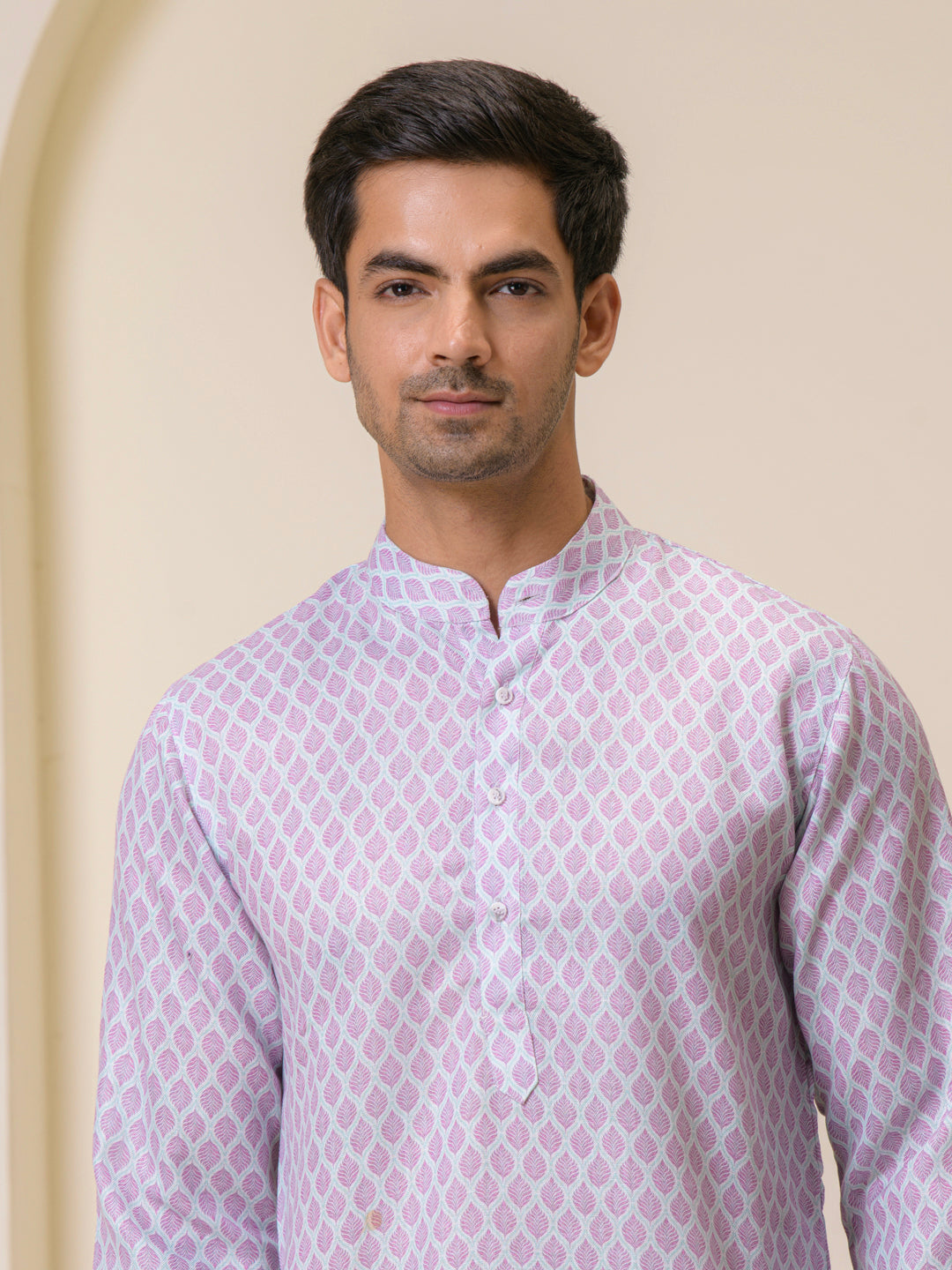 Lavender Motifs Printed Men’s Kurta