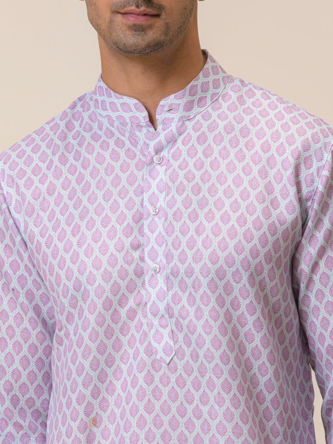 Lavender Motifs Printed Men’s Kurta
