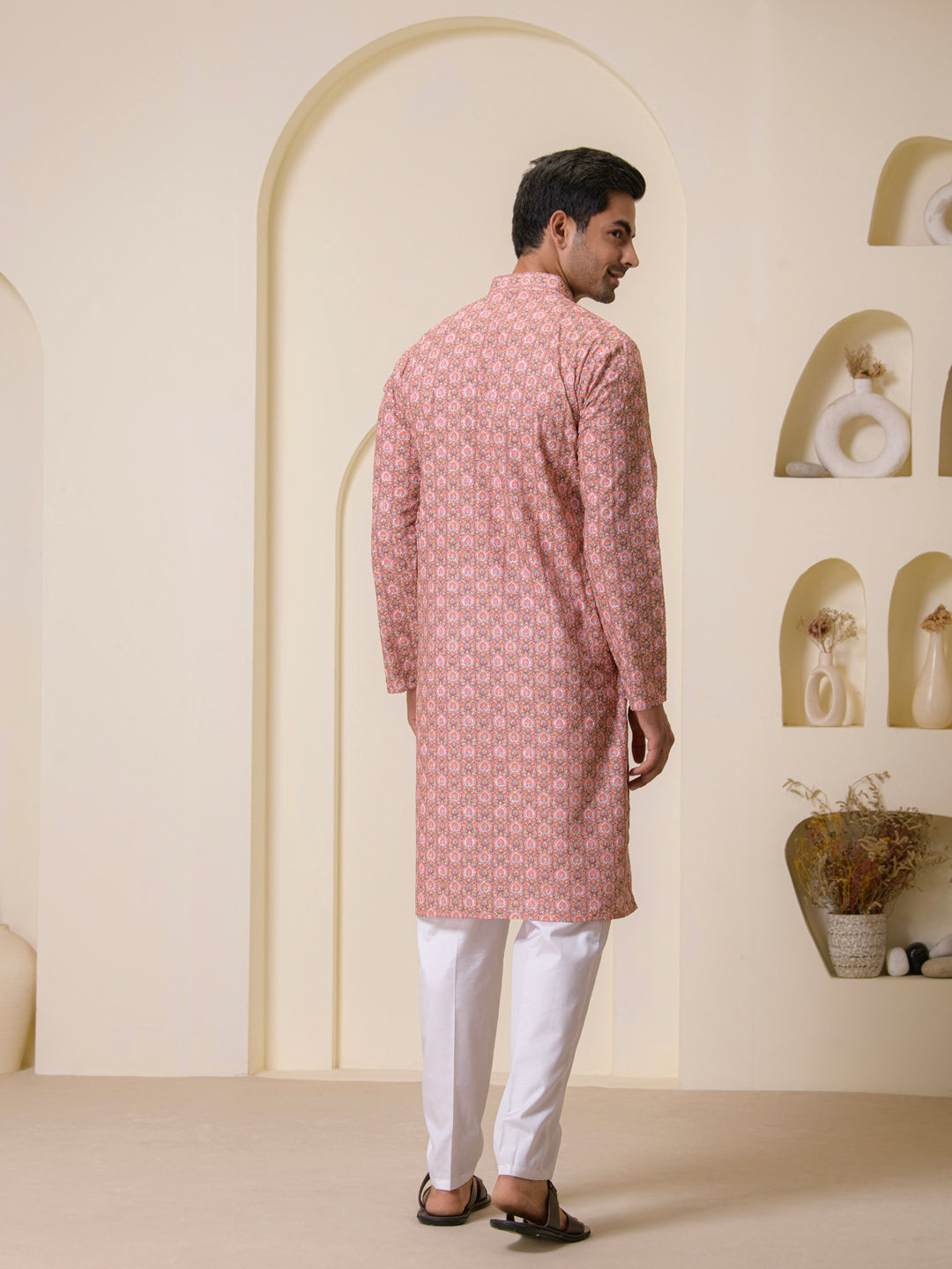 Coral Mosaic Printed Men's Kurta