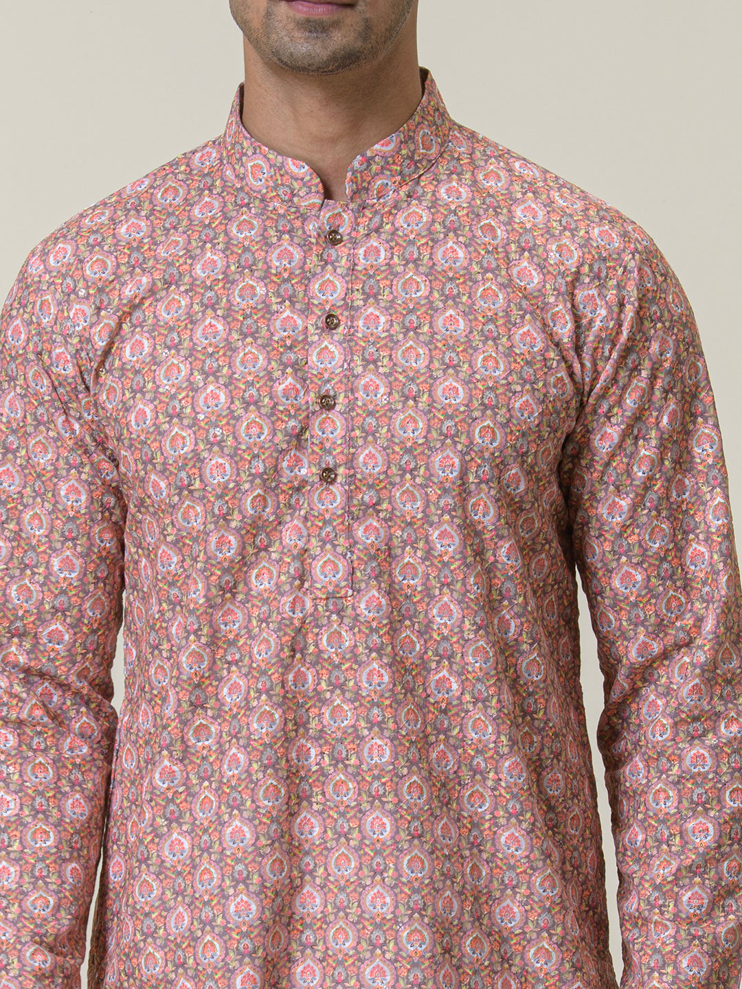 Coral Mosaic Printed Men's Kurta