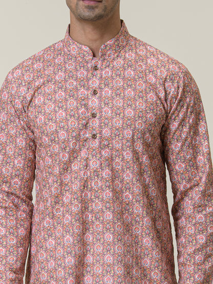 Coral Mosaic Printed Men's Kurta