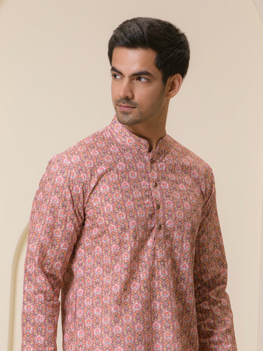 Coral Mosaic Printed Men's Kurta