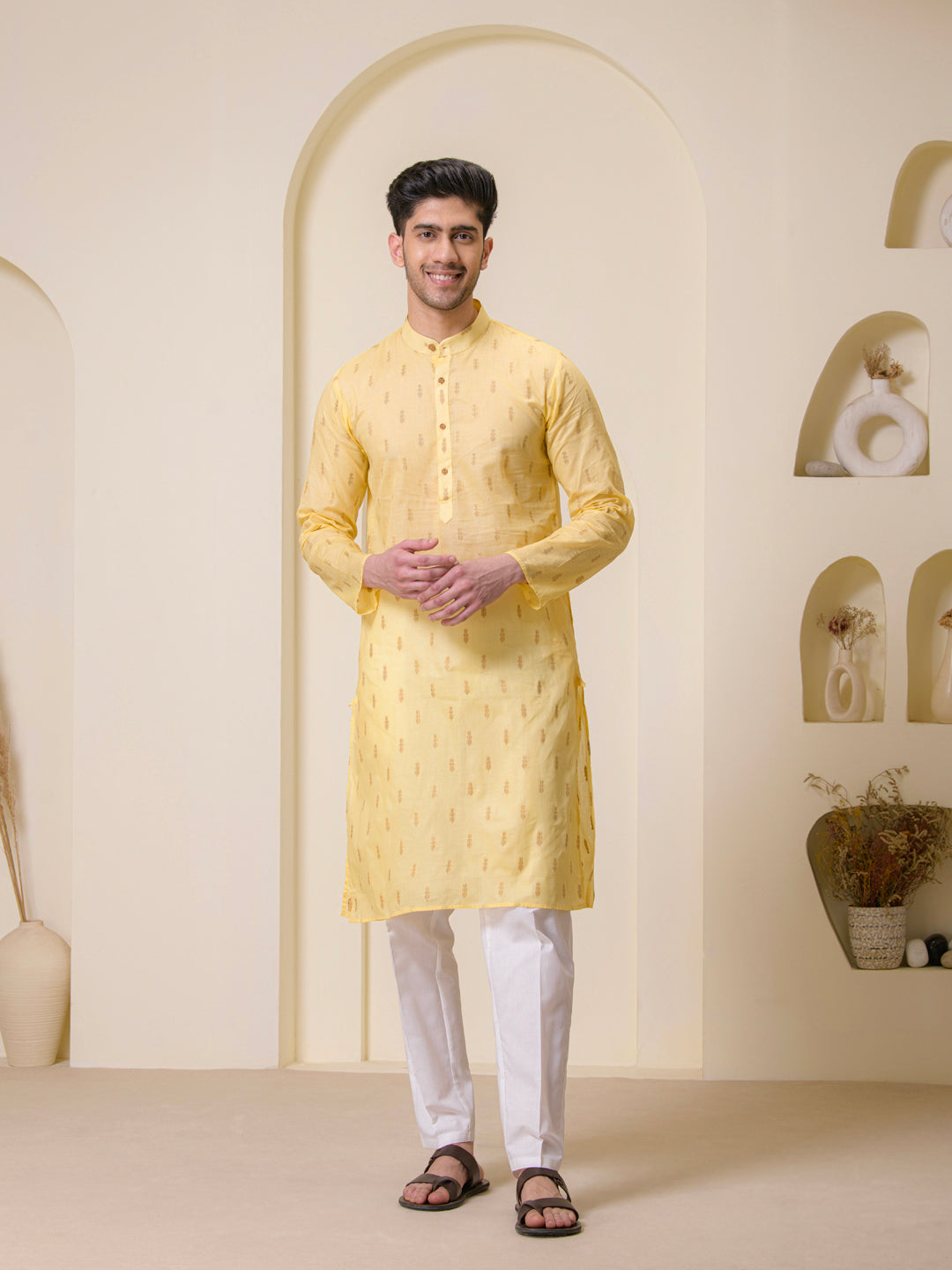 Lemon Yellow Cotton Men’s Kurta