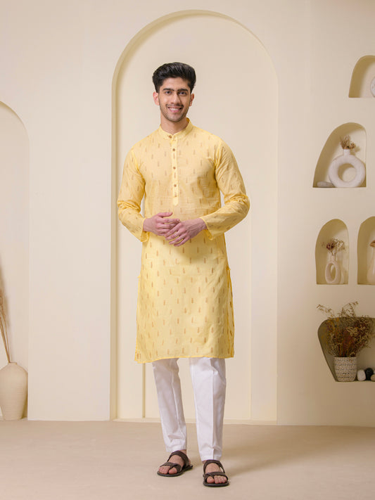 Lemon Yellow Cotton Men’s Kurta