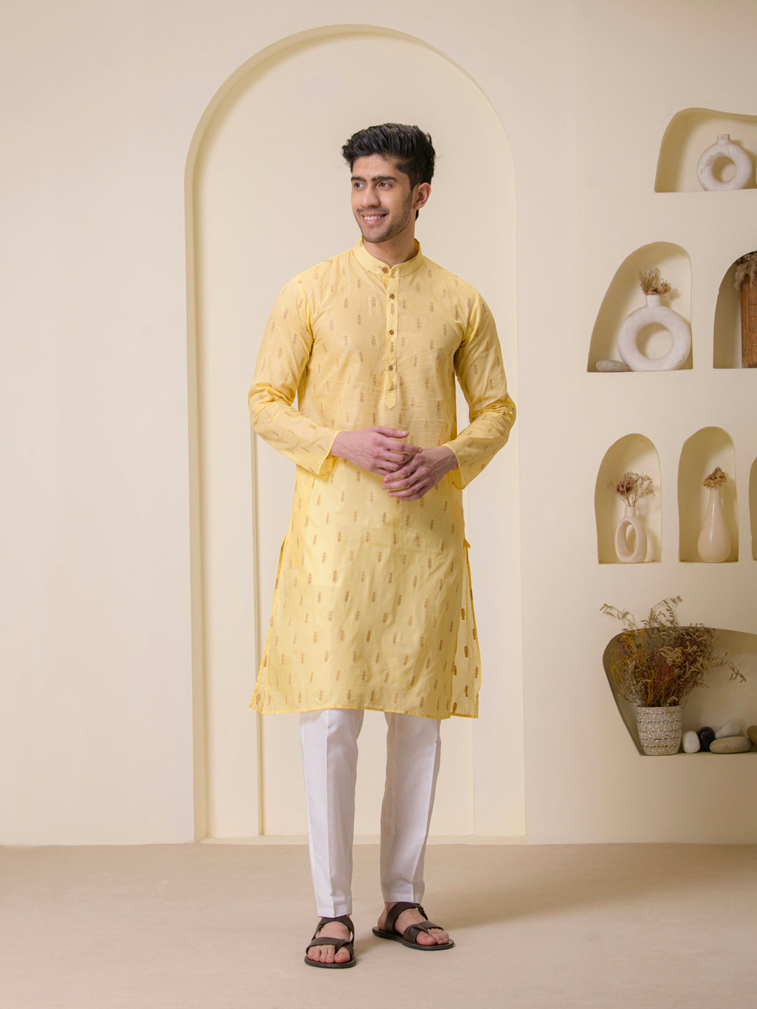 Lemon Yellow Cotton Men’s Kurta