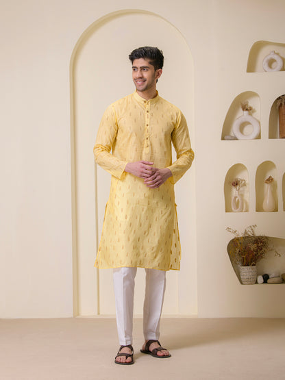 Lemon Yellow Cotton Men’s Kurta