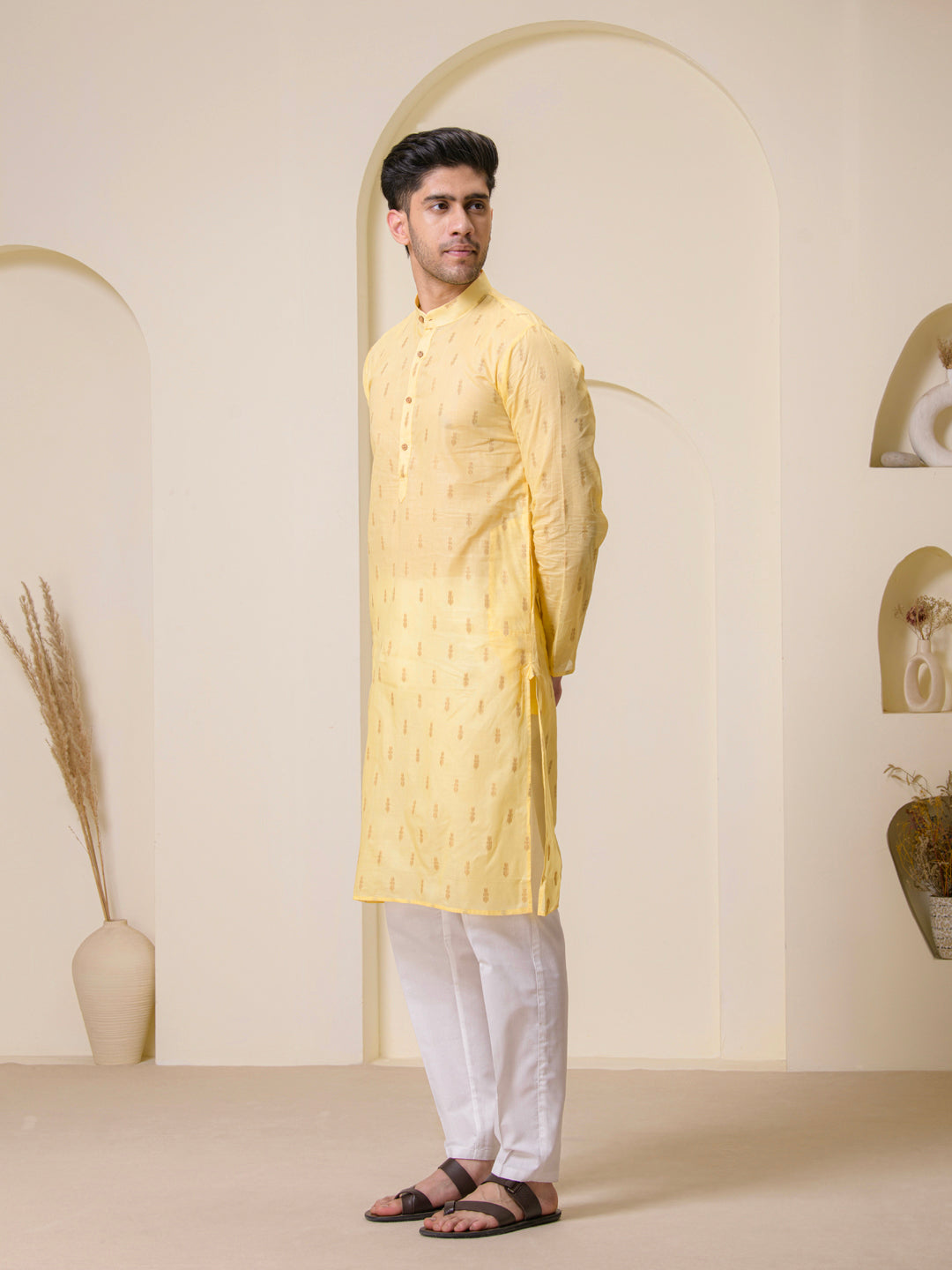 Lemon Yellow Cotton Men’s Kurta
