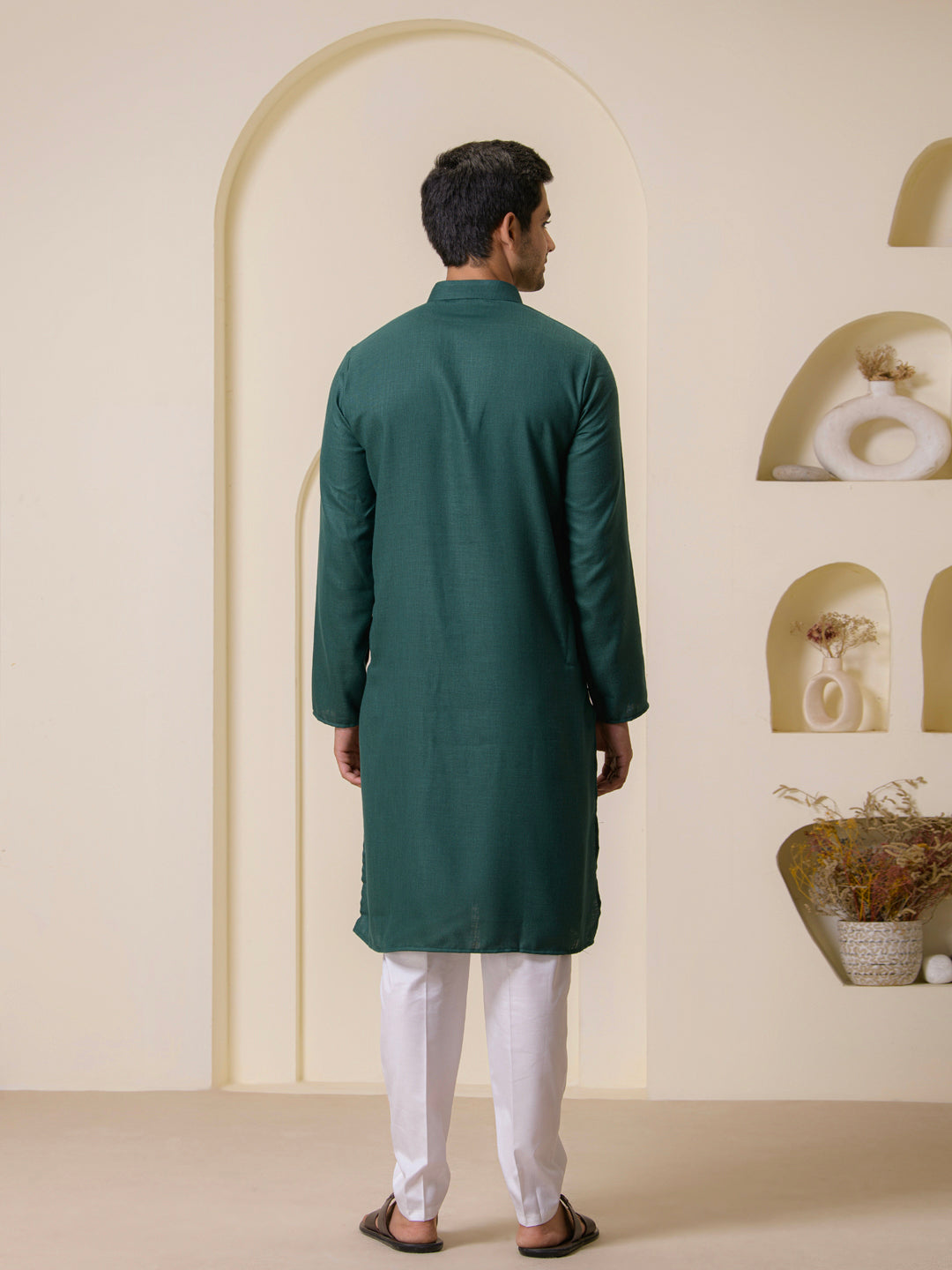 Bottle Green Solid Men’s Kurta