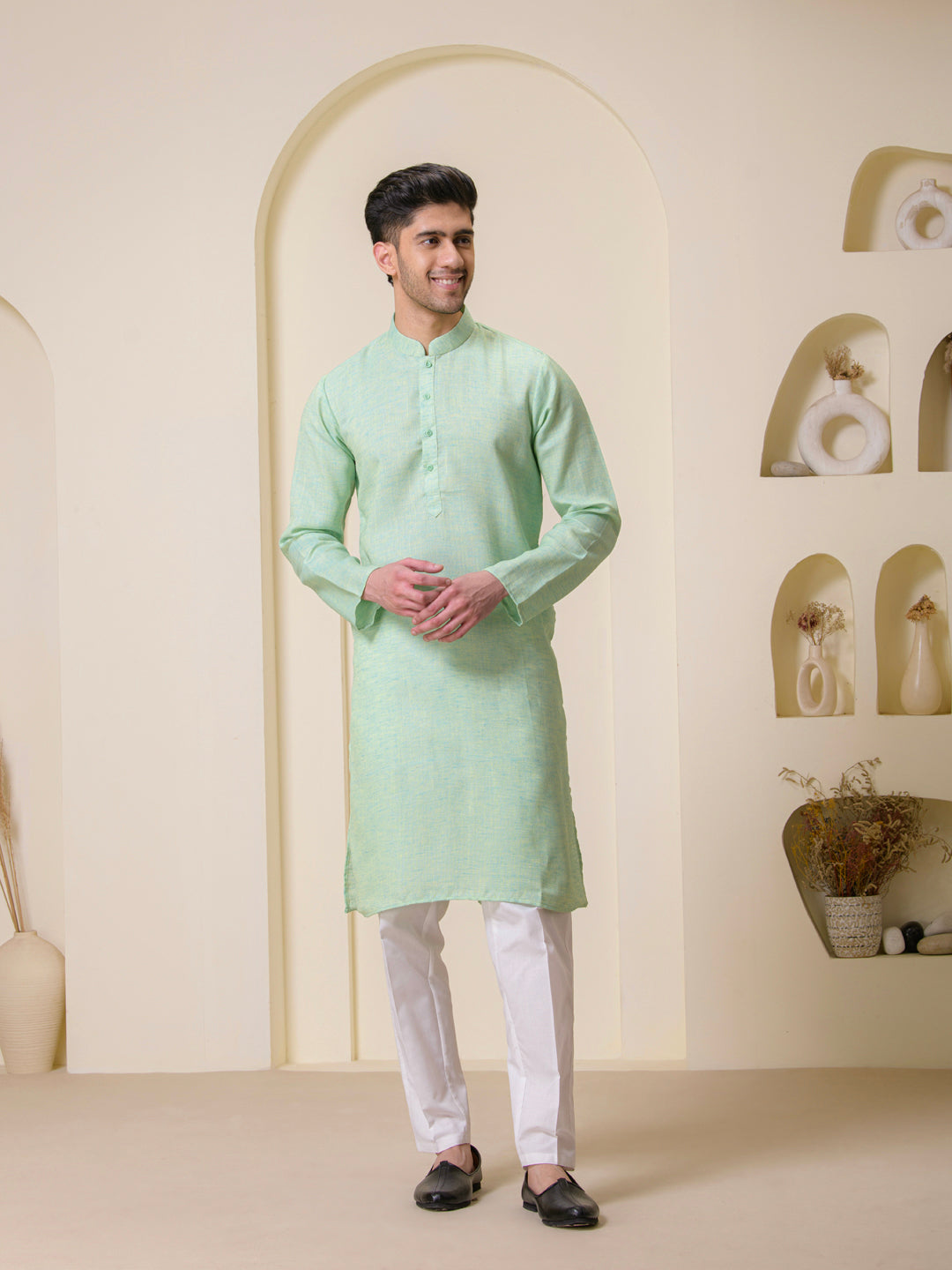 Light Green Linen Men’s Kurta