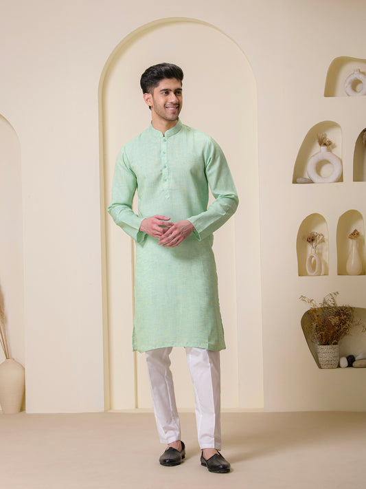Light Green Linen Men’s Kurta