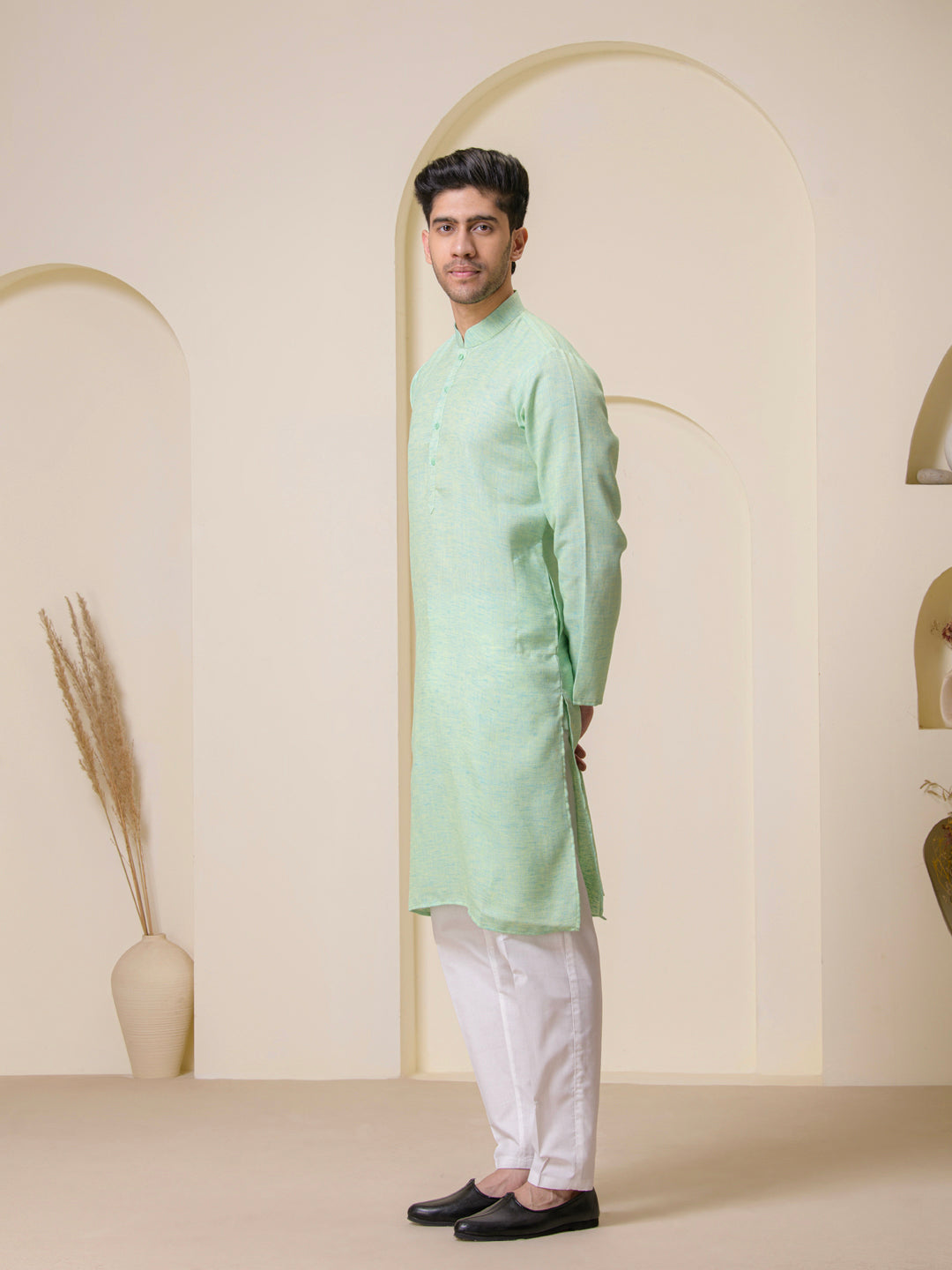 Light Green Linen Men’s Kurta