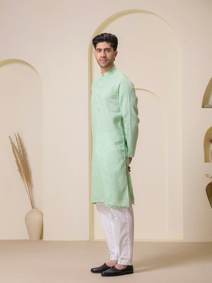 Light Green Linen Men’s Kurta