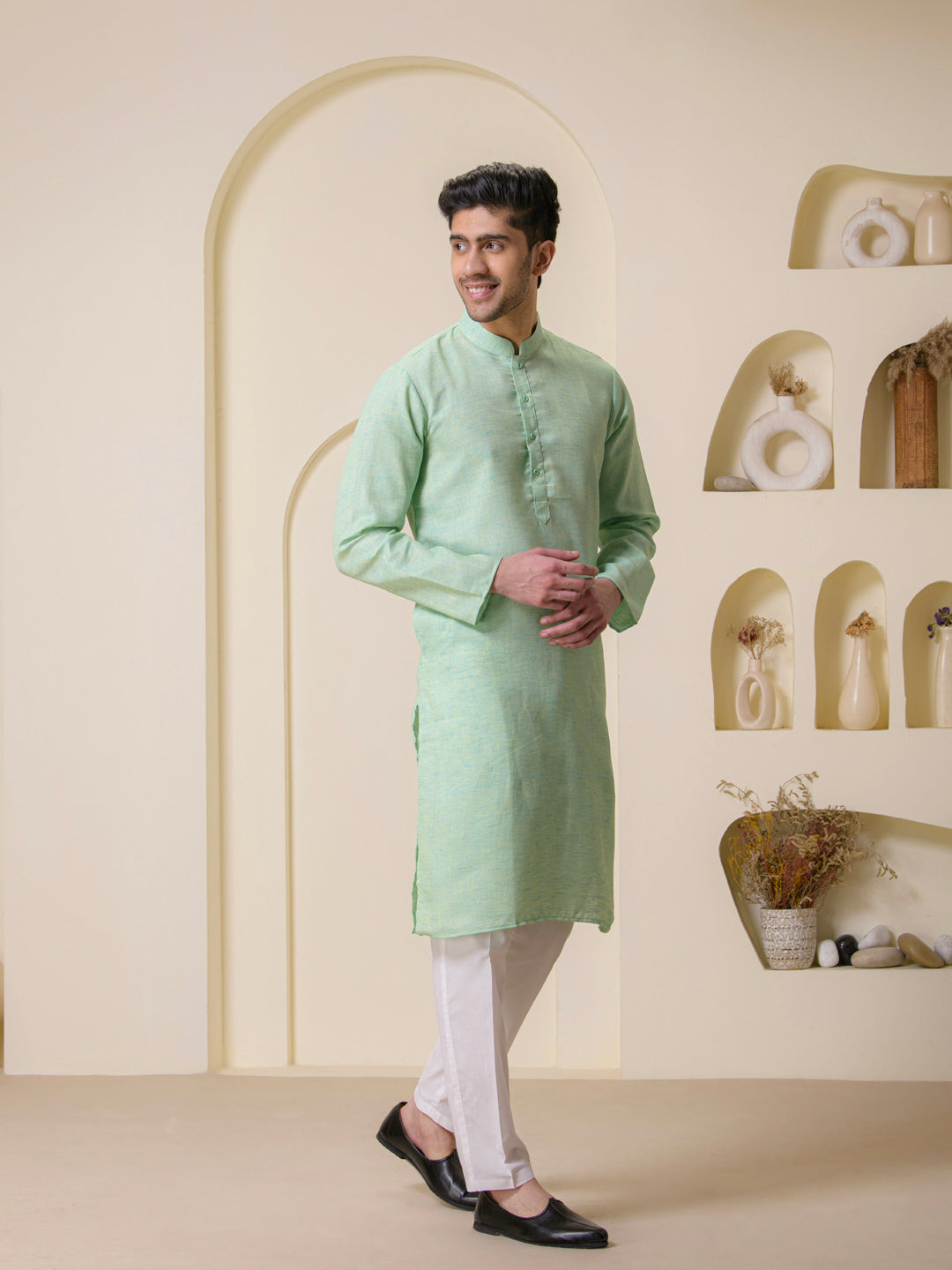 Light Green Linen Men’s Kurta
