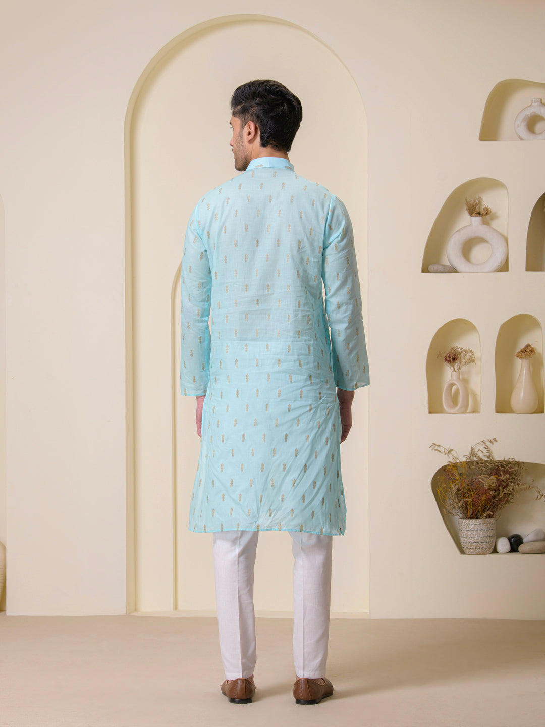 Celestial Blue Cotton Men’s Kurta