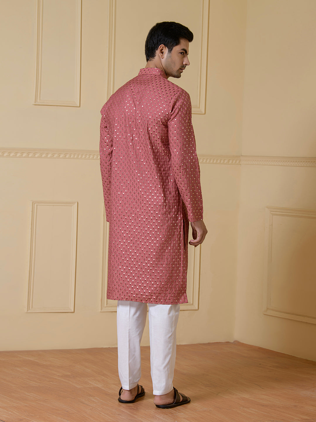 Opulent Blush Sequined Men's Kurta