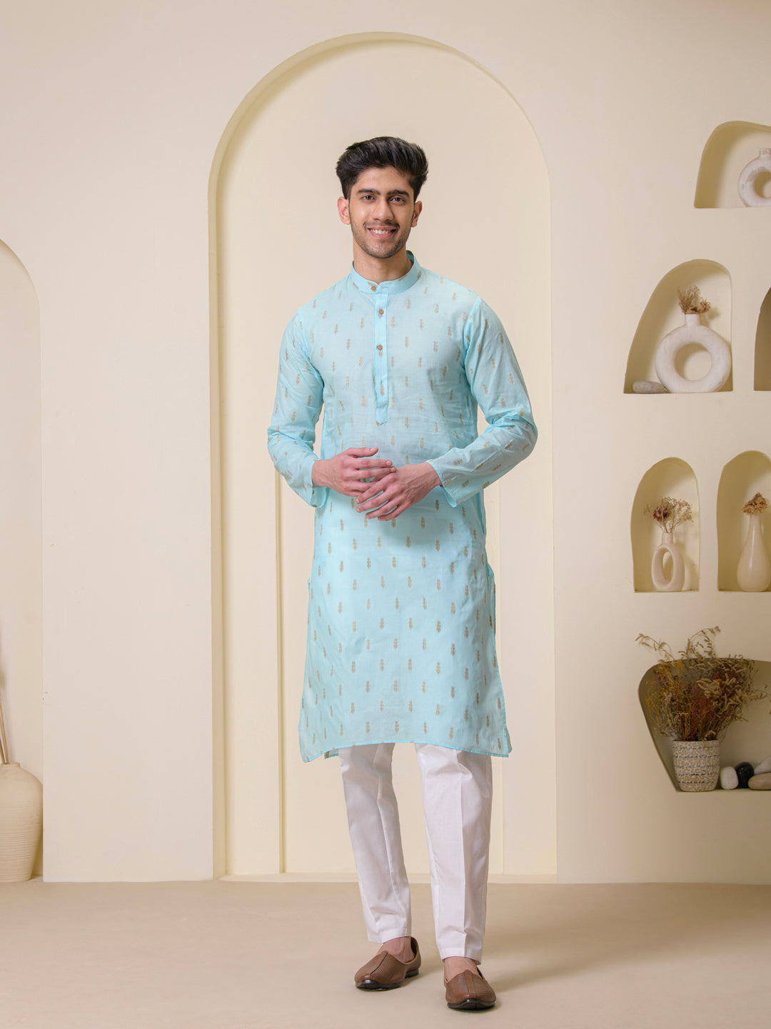 Celestial Blue Cotton Men’s Kurta