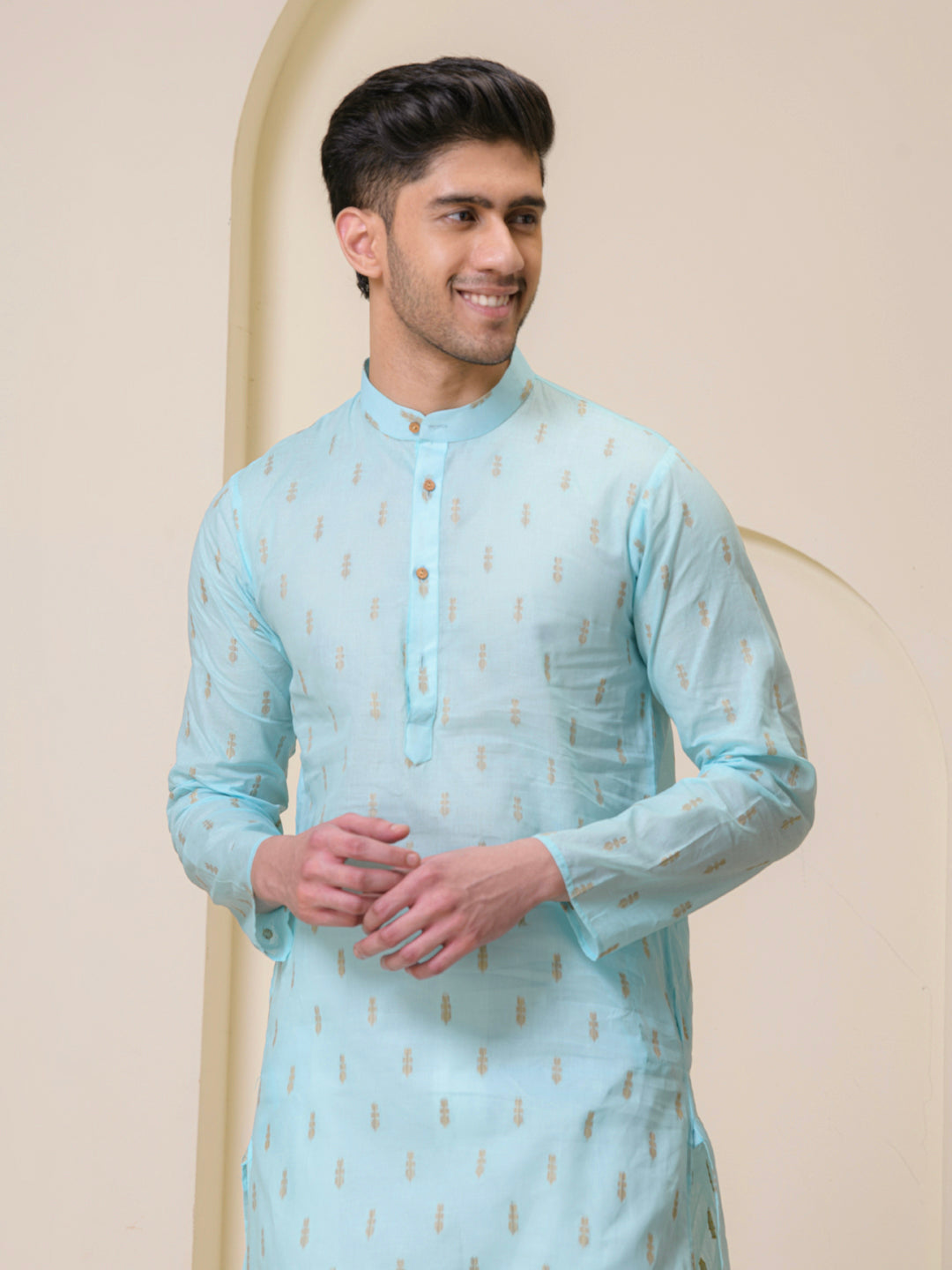 Celestial Blue Cotton Men’s Kurta