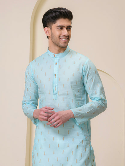 Celestial Blue Cotton Men’s Kurta