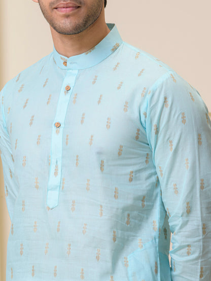 Celestial Blue Cotton Men’s Kurta