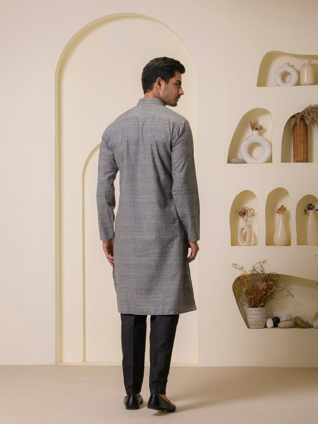 Cement Grey Khadi Men's Kurta