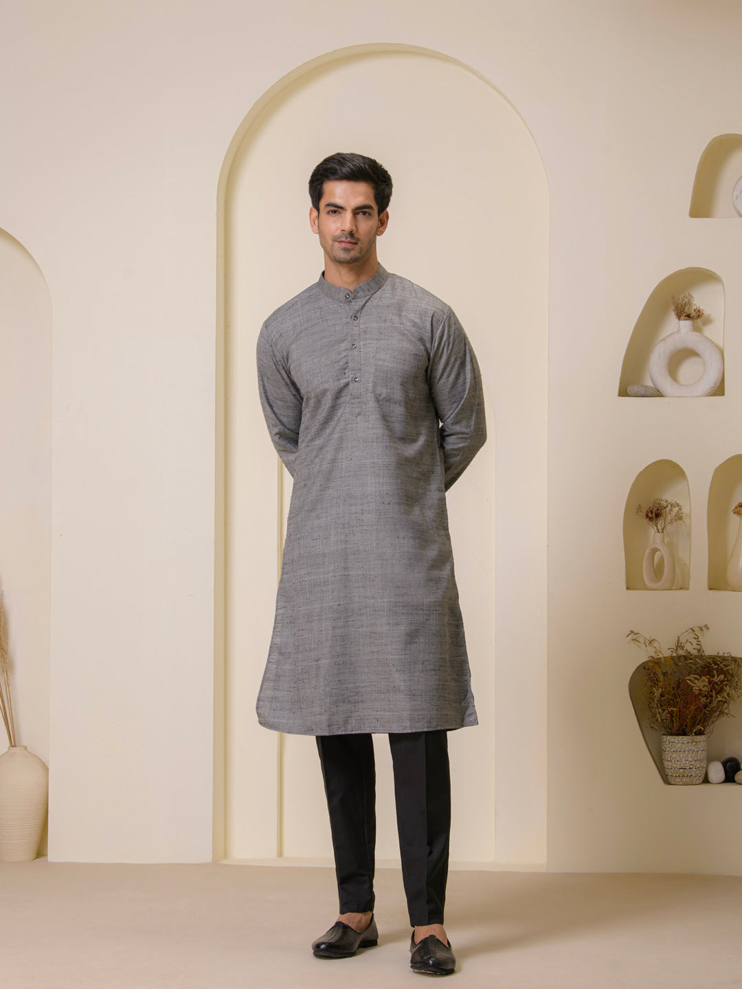 Cement Grey Khadi Men's Kurta