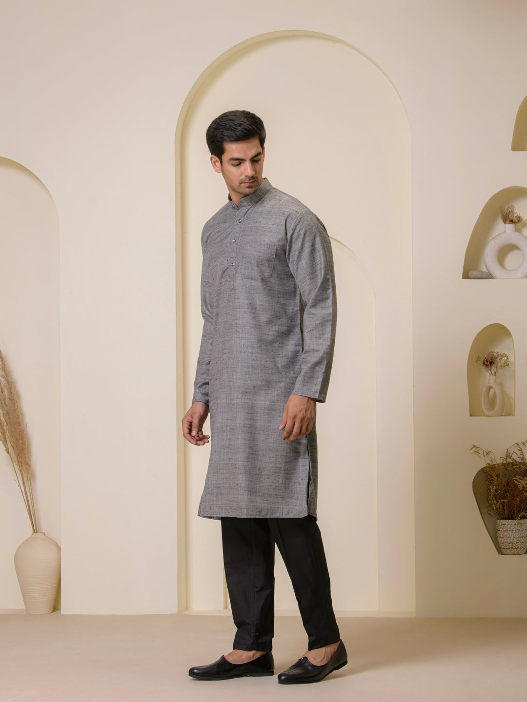 Cement Grey Khadi Men's Kurta