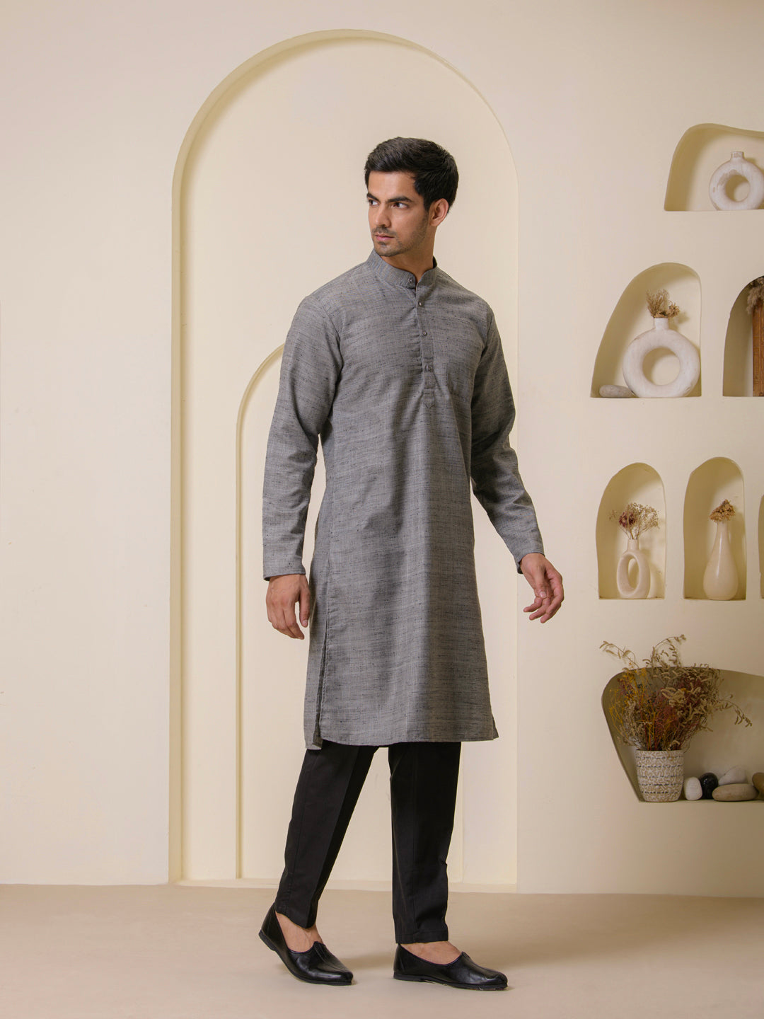 Cement Grey Khadi Men's Kurta