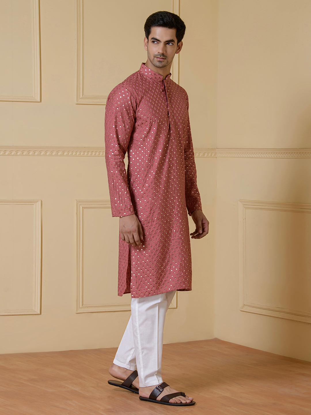 Opulent Blush Sequined Men's Kurta