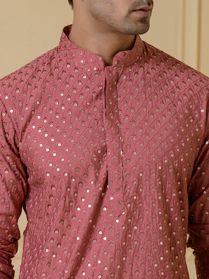 Opulent Blush Sequined Men's Kurta