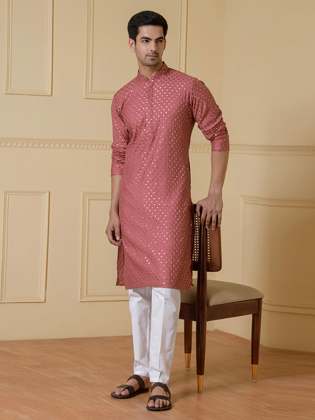 Opulent Blush Sequined Men's Kurta