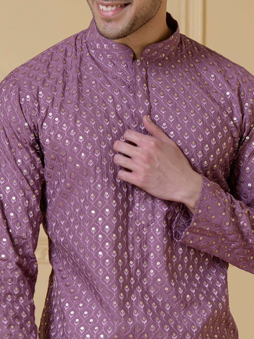 Lavish Lilac Sequined Men's Kurta