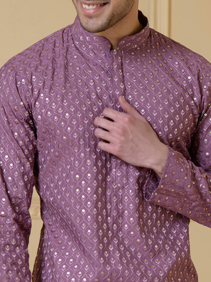 Lavish Lilac Sequined Men's Kurta