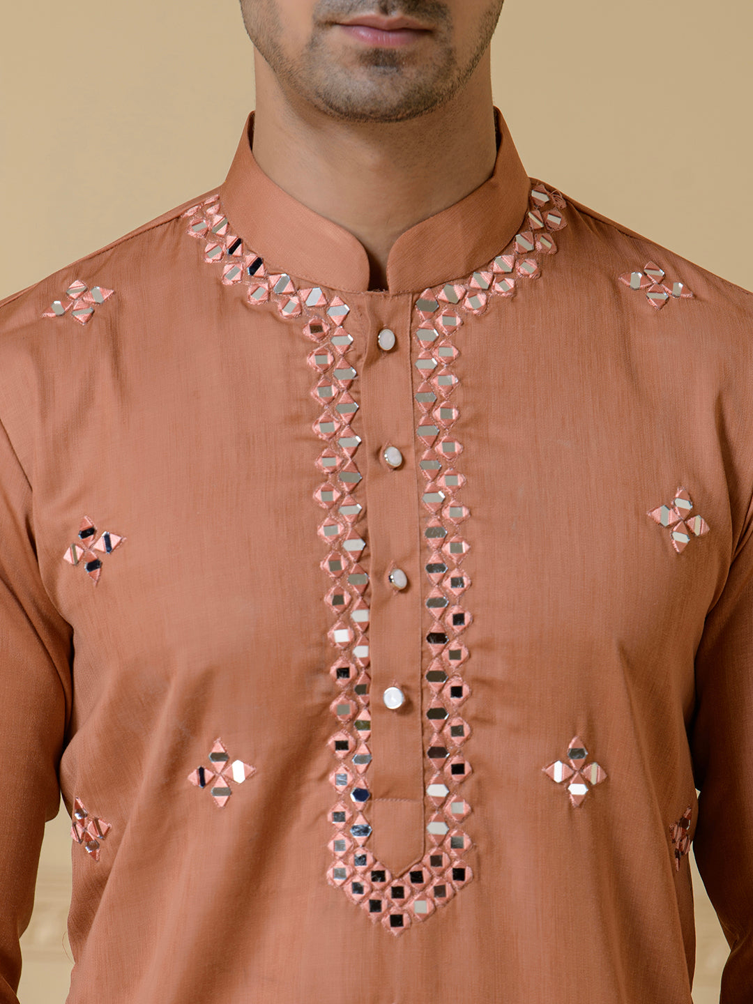 Rustic Radiance Mirrored Men's Kurta