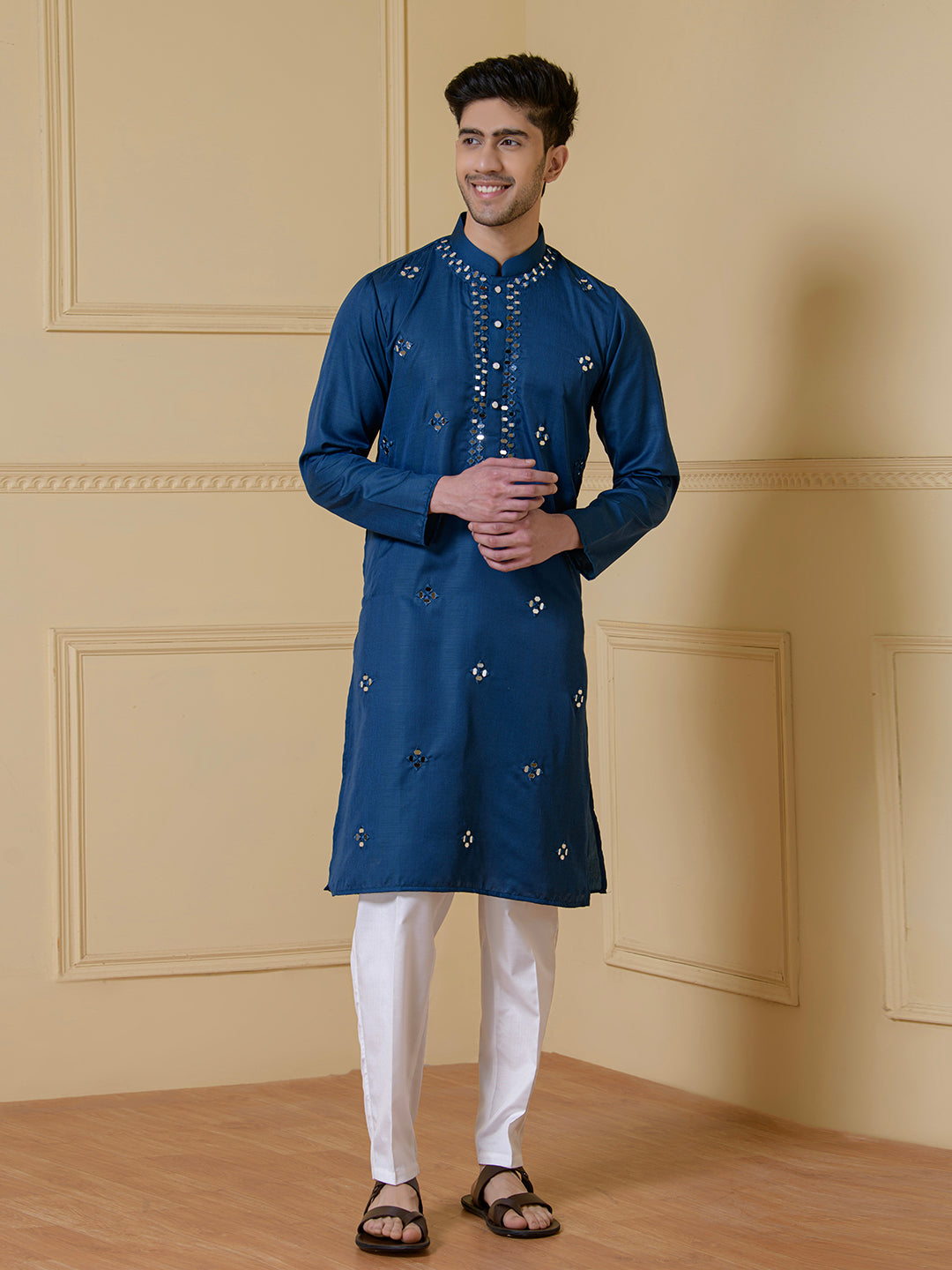 Azure Elegance Mirrored Men's Kurta