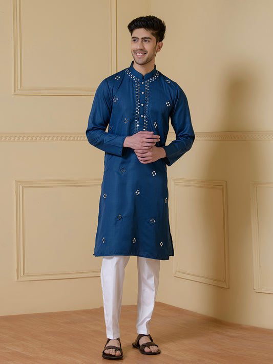 Azure Elegance Mirrored Men's Kurta