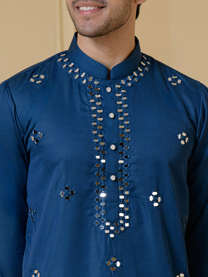 Azure Elegance Mirrored Men's Kurta