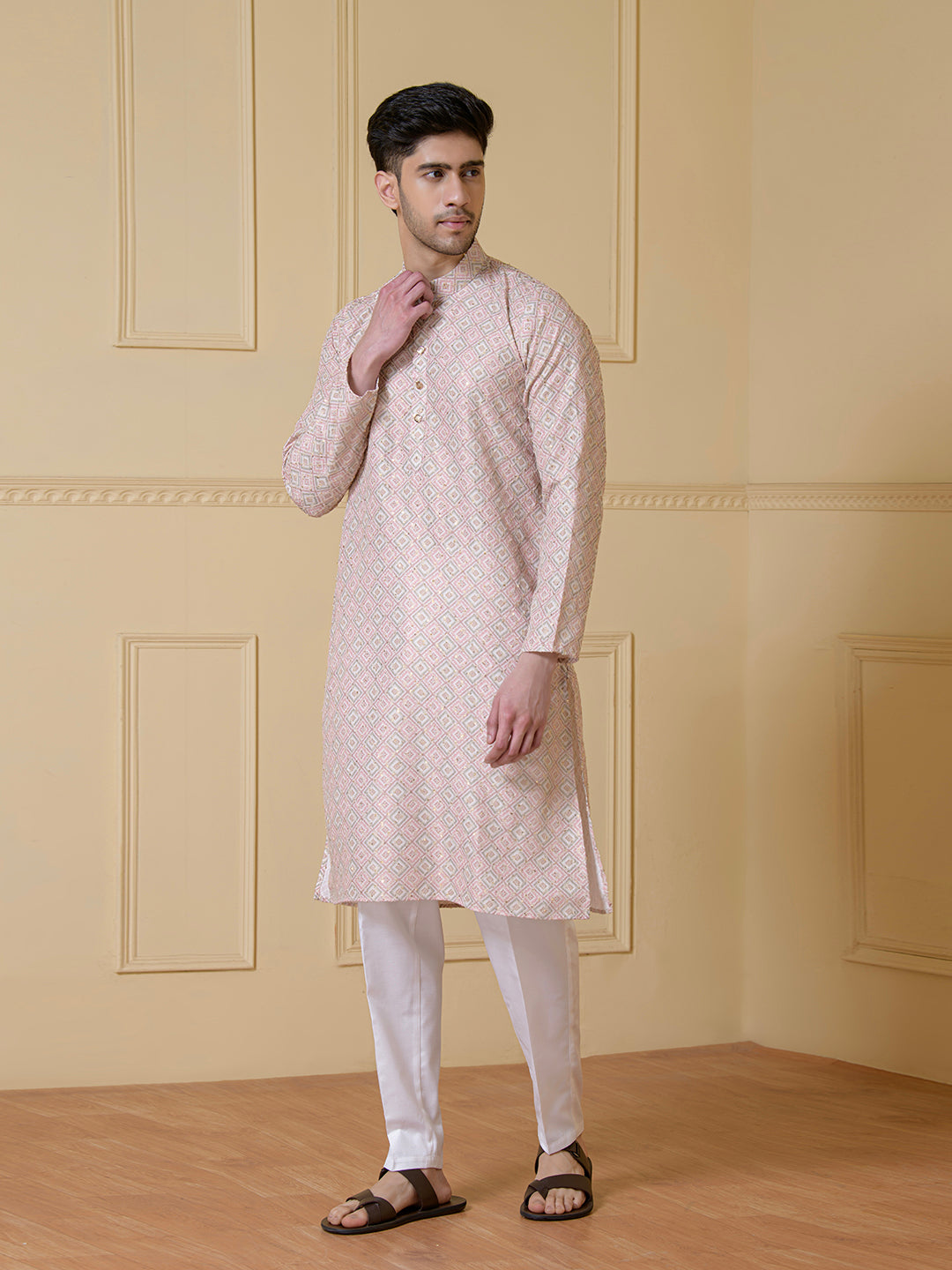 Symmetric Square Embroidered Men's Kurta