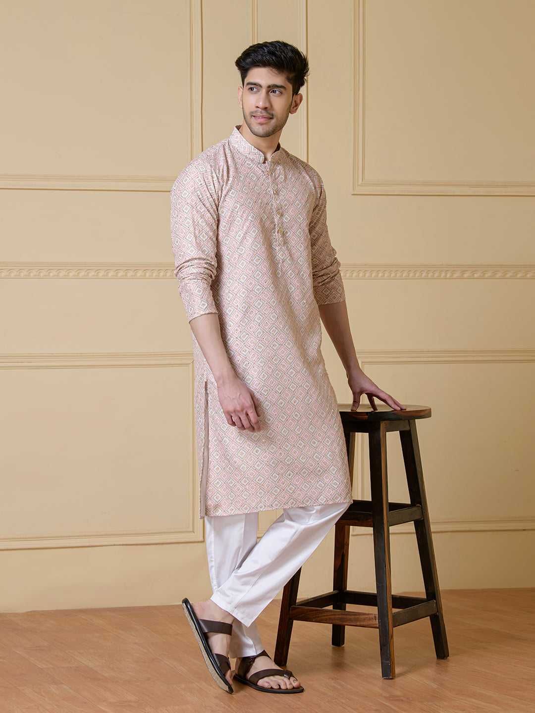 Symmetric Square Embroidered Men's Kurta